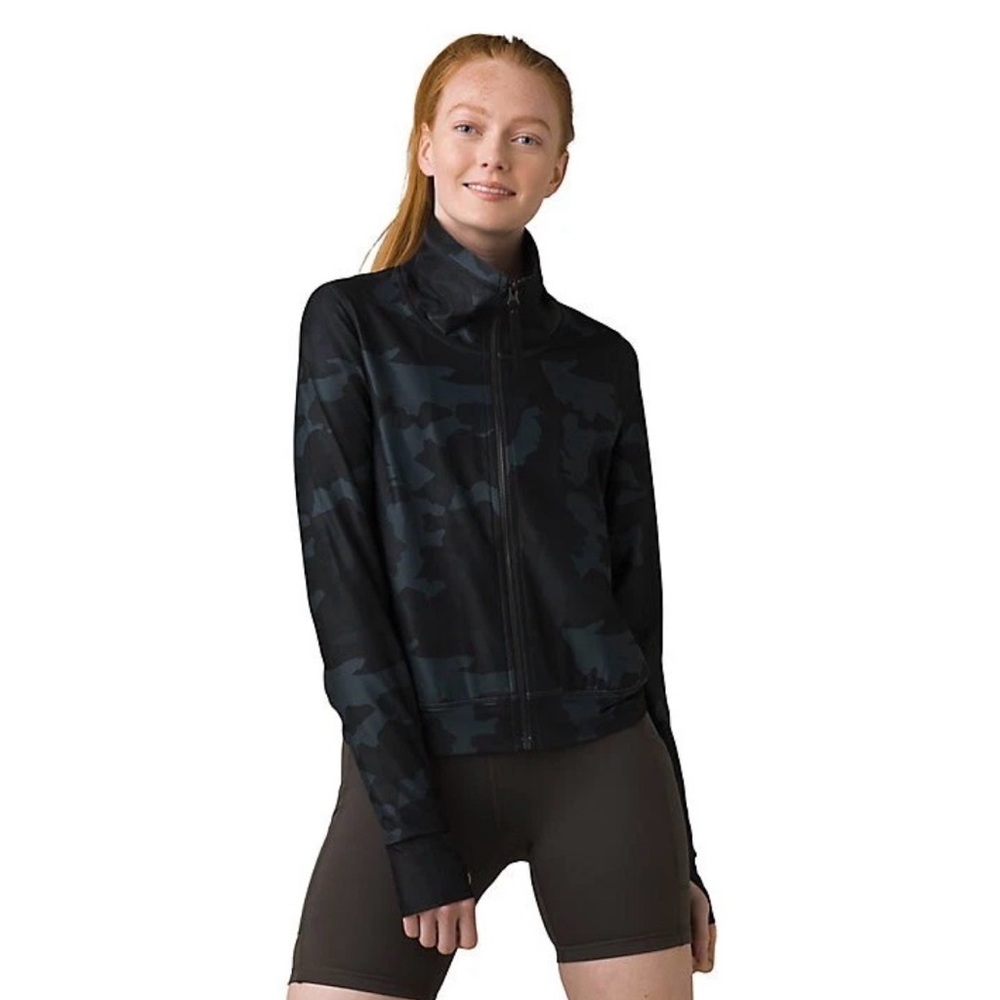 Prana Black Camo Layna Full Zip Jacket Size Small